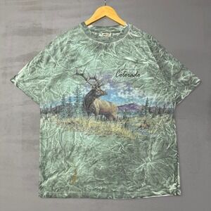 Vintage Tultex Rocky Mountain National Park Colorado Elk Nature Shirt Green XL